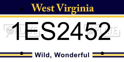 1ES2452 West Virginia License Plate