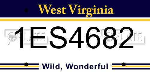 1ES4682 West Virginia License Plate