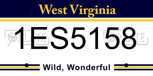 1ES5158 West Virginia License Plate