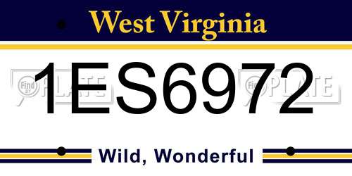 1ES6972 West Virginia License Plate