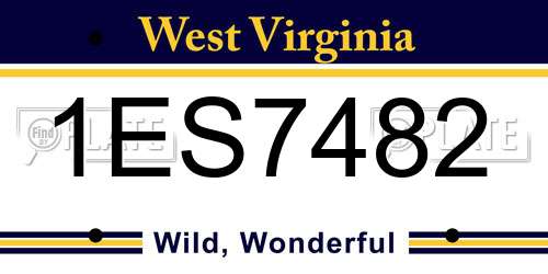 1ES7482 West Virginia License Plate