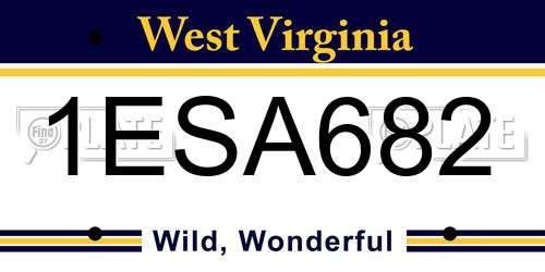 1ESA682 West Virginia License Plate