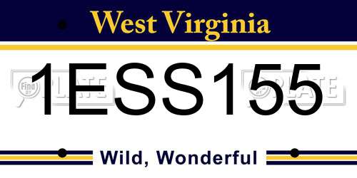 1ESS155 West Virginia License Plate