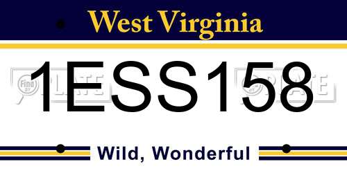 1ESS158 West Virginia License Plate