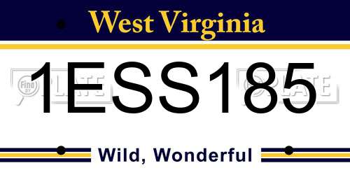 1ESS185 West Virginia License Plate