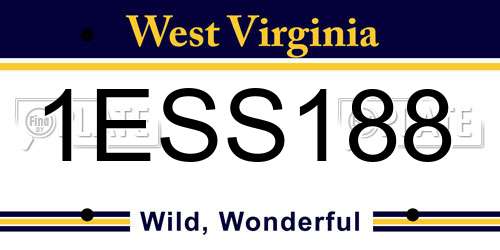 1ESS188 West Virginia License Plate