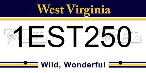 1EST250 West Virginia License Plate
