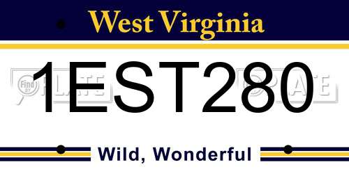 1EST280 West Virginia License Plate