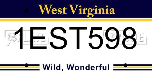 1EST598 West Virginia License Plate