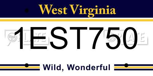 1EST750 West Virginia License Plate