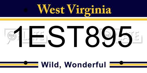 1EST895 West Virginia License Plate