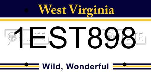 1EST898 West Virginia License Plate