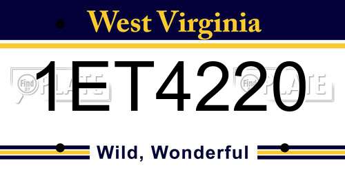 1ET4220 West Virginia License Plate