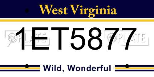 1ET5877 West Virginia License Plate