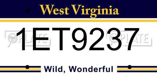1ET9237 West Virginia License Plate