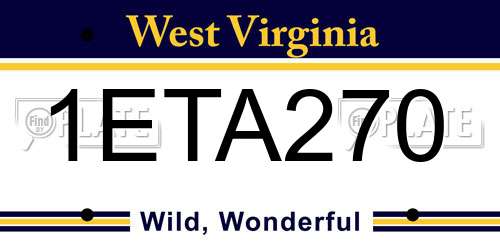 1ETA270 West Virginia License Plate