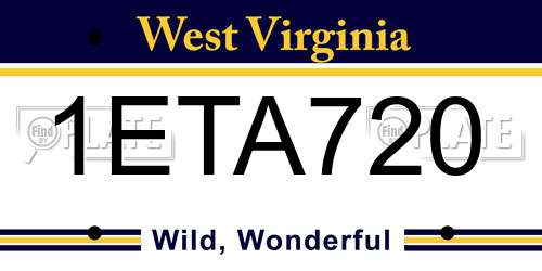 1ETA720 West Virginia License Plate