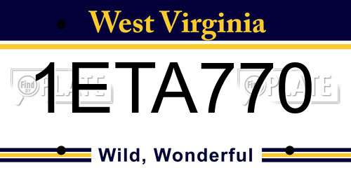 1ETA770 West Virginia License Plate