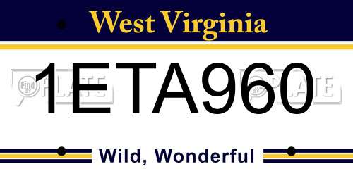1ETA960 West Virginia License Plate