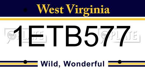 1ETB577 West Virginia License Plate
