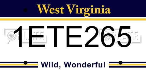 1ETE265 West Virginia License Plate