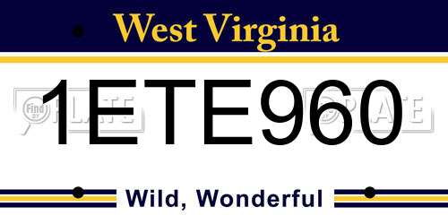 1ETE960 West Virginia License Plate