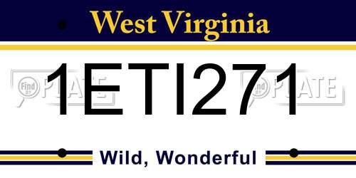 1ETI271 West Virginia License Plate