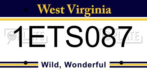 1ETS087 West Virginia License Plate