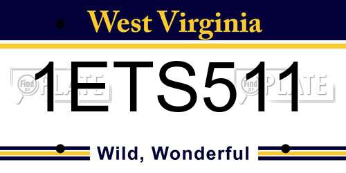 1ETS511 West Virginia License Plate
