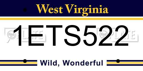 1ETS522 West Virginia License Plate