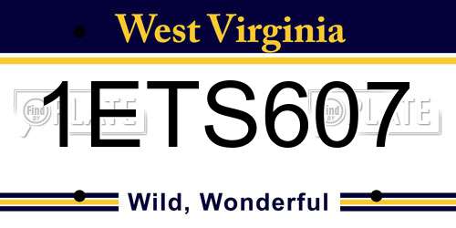1ETS607 West Virginia License Plate