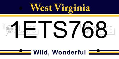 1ETS768 West Virginia License Plate