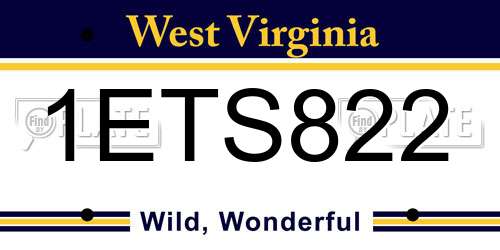 1ETS822 West Virginia License Plate
