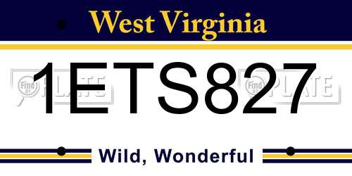 1ETS827 West Virginia License Plate