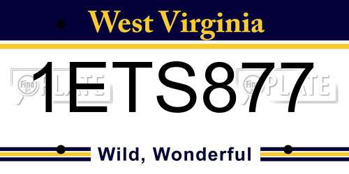 1ETS877 West Virginia License Plate