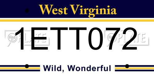 1ETT072 West Virginia License Plate