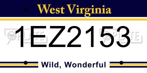 1EZ2153 West Virginia License Plate