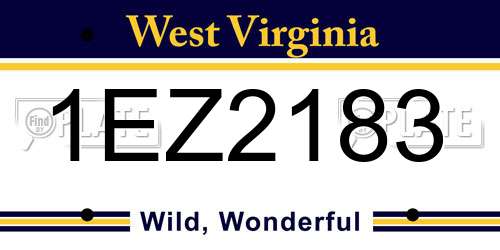 1EZ2183 West Virginia License Plate
