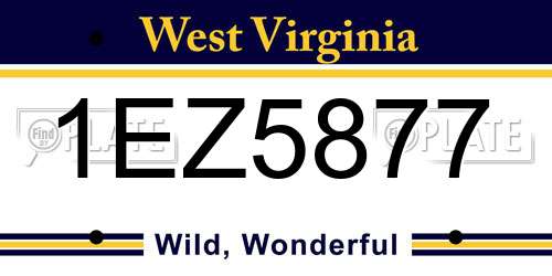 1EZ5877 West Virginia License Plate