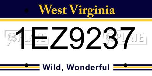 1EZ9237 West Virginia License Plate
