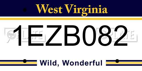 1EZB082 West Virginia License Plate