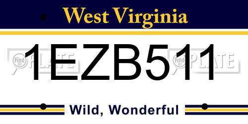 1EZB511 West Virginia License Plate
