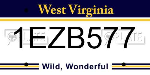 1EZB577 West Virginia License Plate