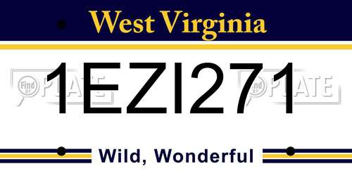 1EZI271 West Virginia License Plate