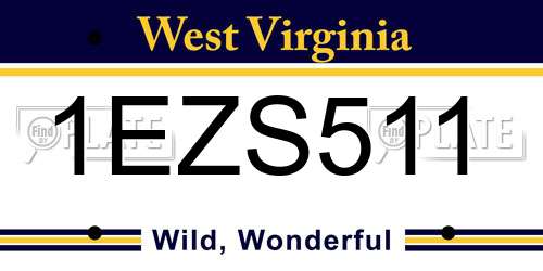 1EZS511 West Virginia License Plate