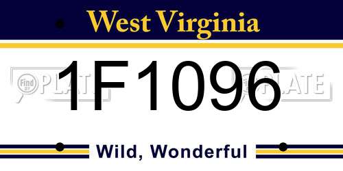1F1096 West Virginia License Plate