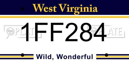 1FF284 West Virginia License Plate