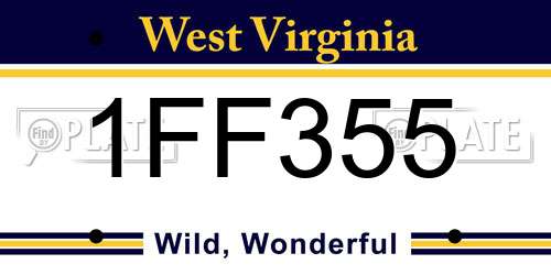 1FF355 West Virginia License Plate