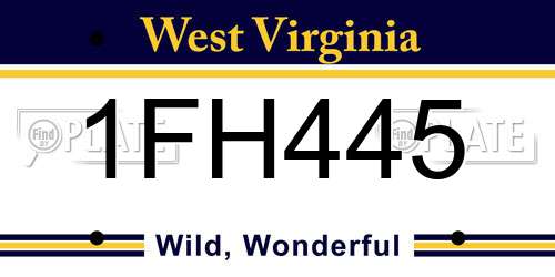 1FH445 West Virginia License Plate