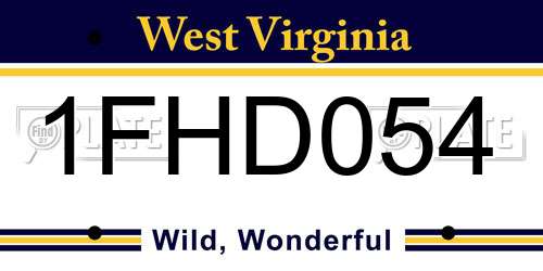 1FHD054 West Virginia License Plate